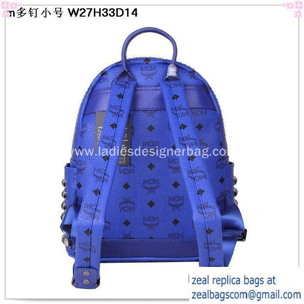 High Quality Replica MCM Small Stark Front Studs Backpack MC4237S Blue